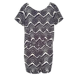 J.Crew Navy White Geometric Print Smocked Waist Romper Short Sleeve Size 8